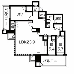 ローレルタワー夕陽丘ウエストレジデンスの物件間取画像